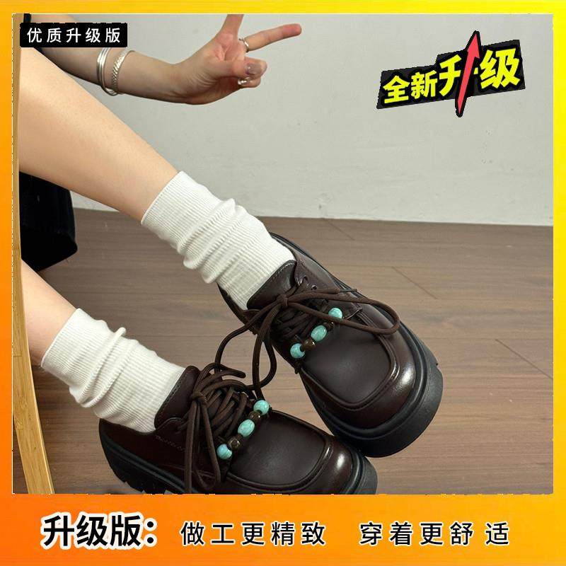 推荐棕色英伦风系带小皮鞋