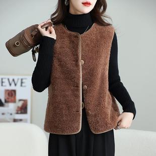 推荐小香风羊剪绒羊羔毛皮草马甲女短款2025新款上衣外套皮毛一体