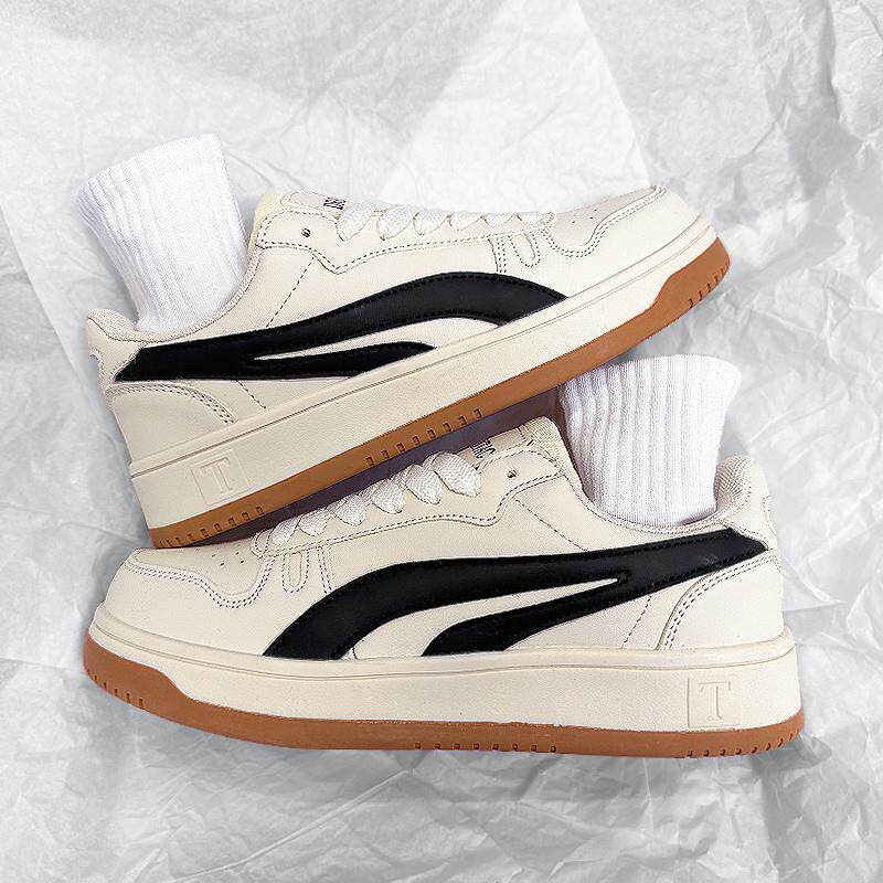 推荐原创休闲滑板鞋男款2026新款春季百搭chic黑色鞋子低帮平底德