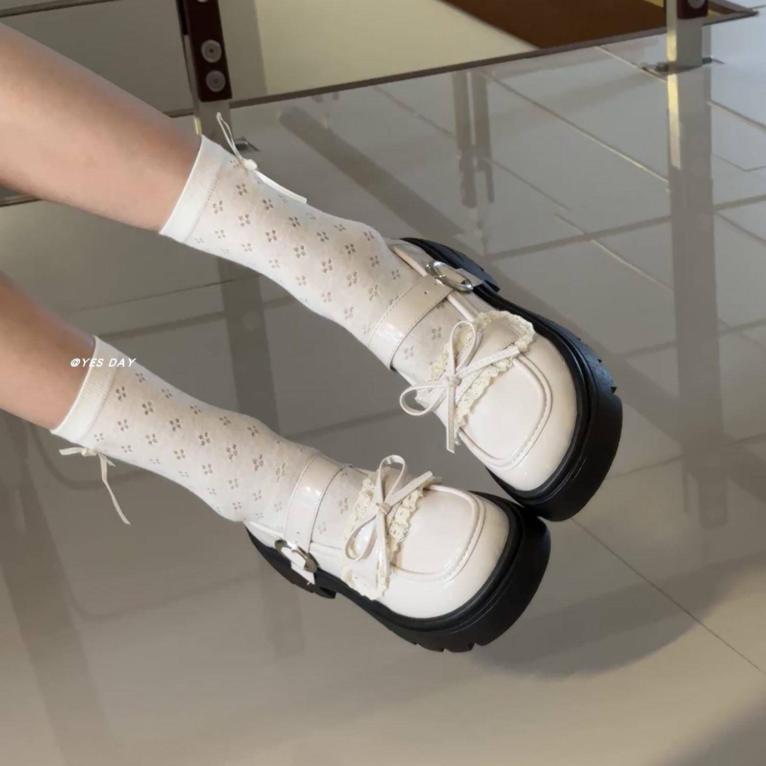 极速甜美蕾丝蝴蝶结百搭圆头玛丽珍鞋女2026春季新款配裙子日系小