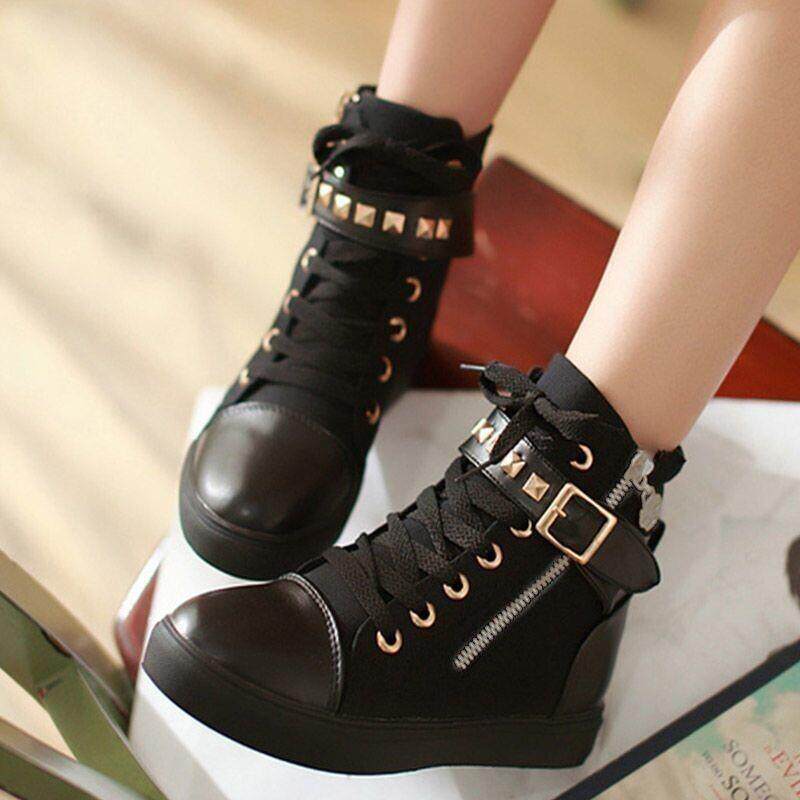 推荐帆布鞋女2026春秋鞋子高帮春款女鞋小白鞋拉链鞋高帮侧拉链鞋