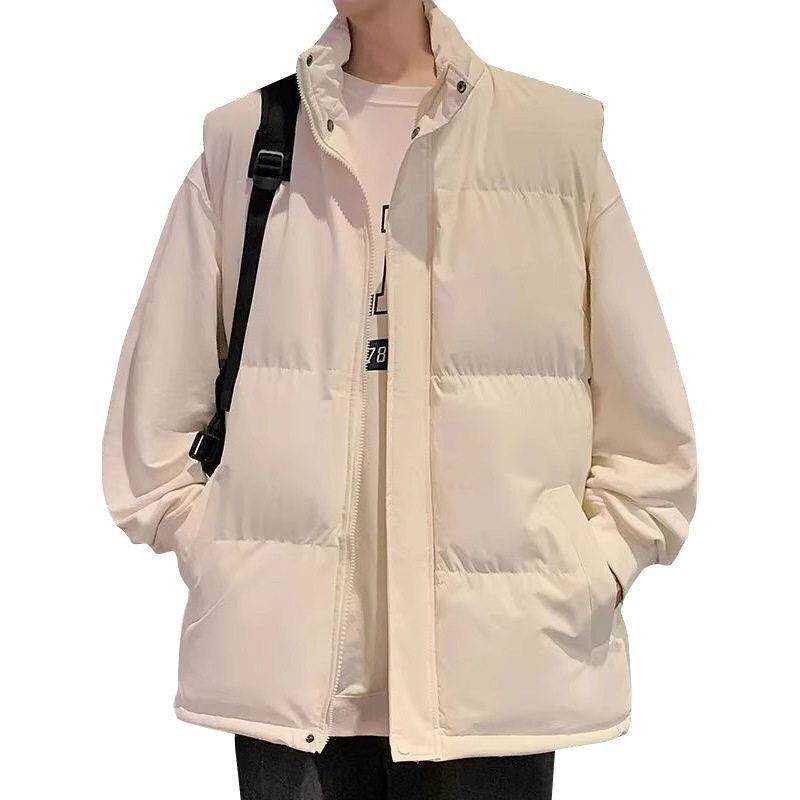 极速纯色立领马甲棉服男款秋冬季复古加厚坎肩夹棉背心宽松面包服