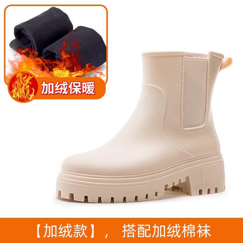 推荐新品厚底短靴雨鞋女款2026新款雨靴防水鞋水靴切尔西短靴防滑