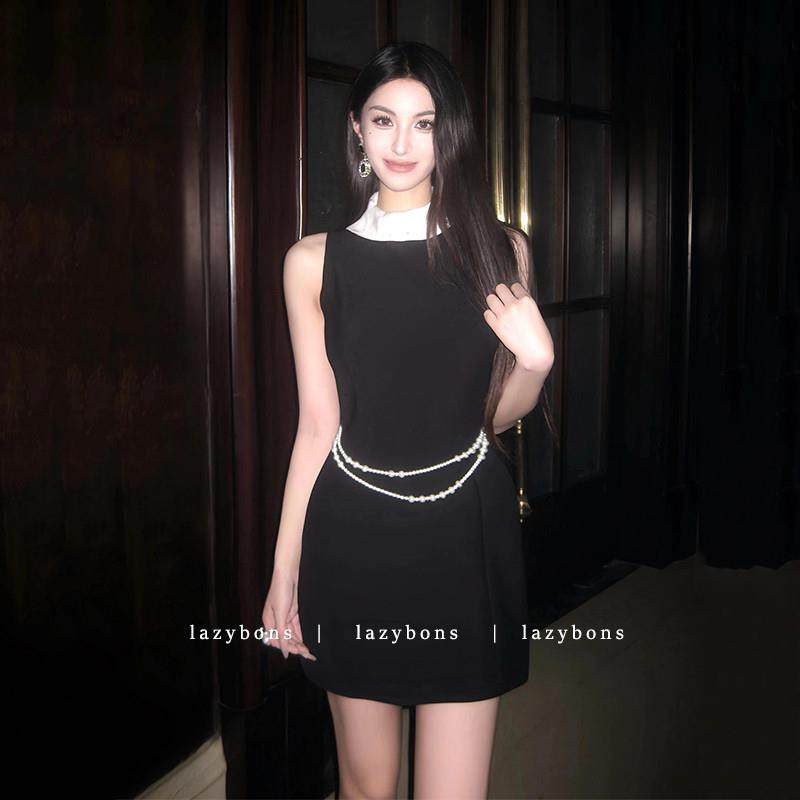 推荐气质连衣裙女千金名媛生日小礼服重工钉珠收腰a字短裙无袖背