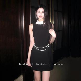 推荐气质连衣裙女千金名媛生日小礼服重工钉珠收腰a字短裙无袖背