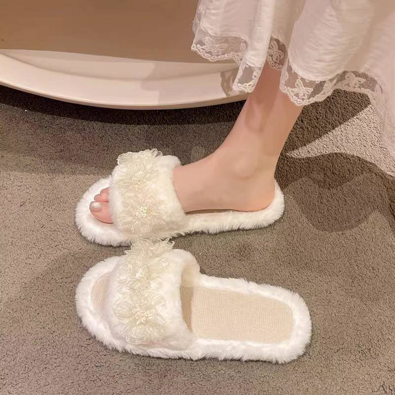极速晨袍拖鞋女粉色羽毛婚鞋新娘结婚秀禾伴娘鞋不累脚软底外穿毛