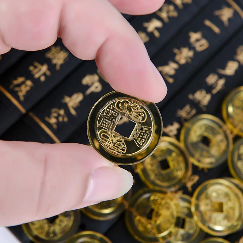 新品特价黄水晶铜钱乾隆通宝钱币摆件 招财仿古吉祥物家居简约装