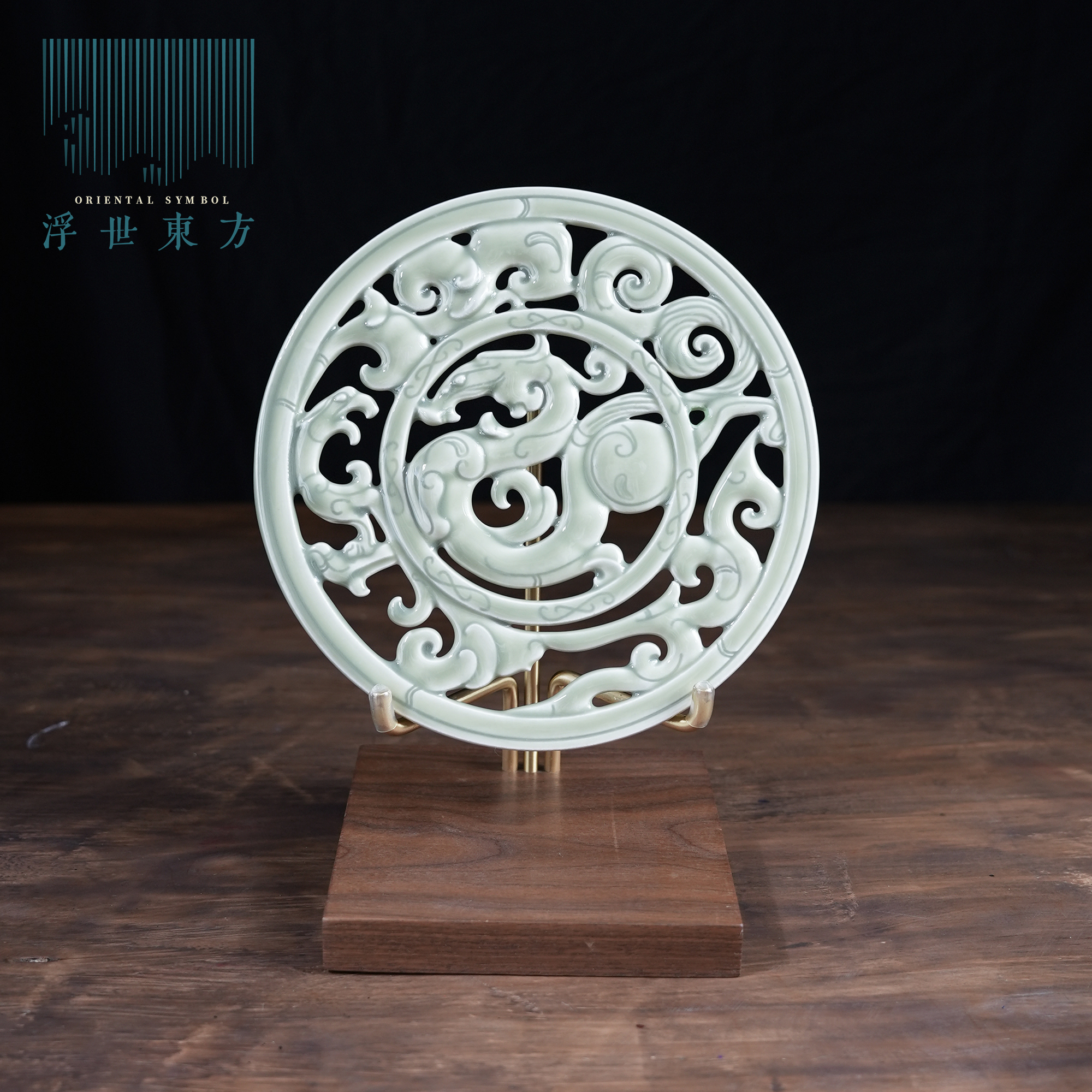 龙凤玉佩景德镇陶瓷摆件客厅轻奢高档玄关桌面装饰品乔迁新婚礼物