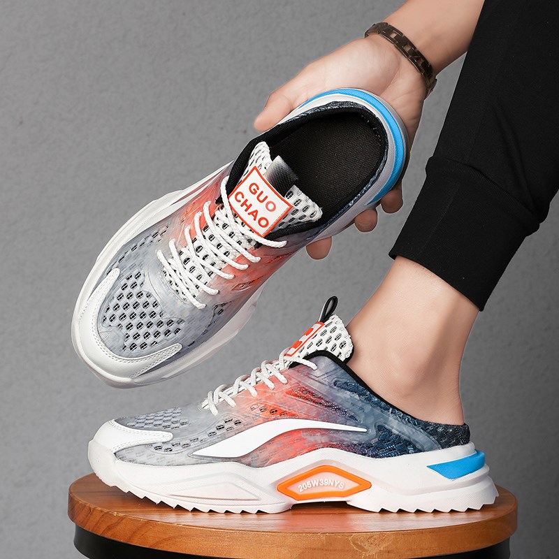 夏季透气男鞋拖鞋大码45防臭运动休闲鞋46网面鞋47包头拖网鞋