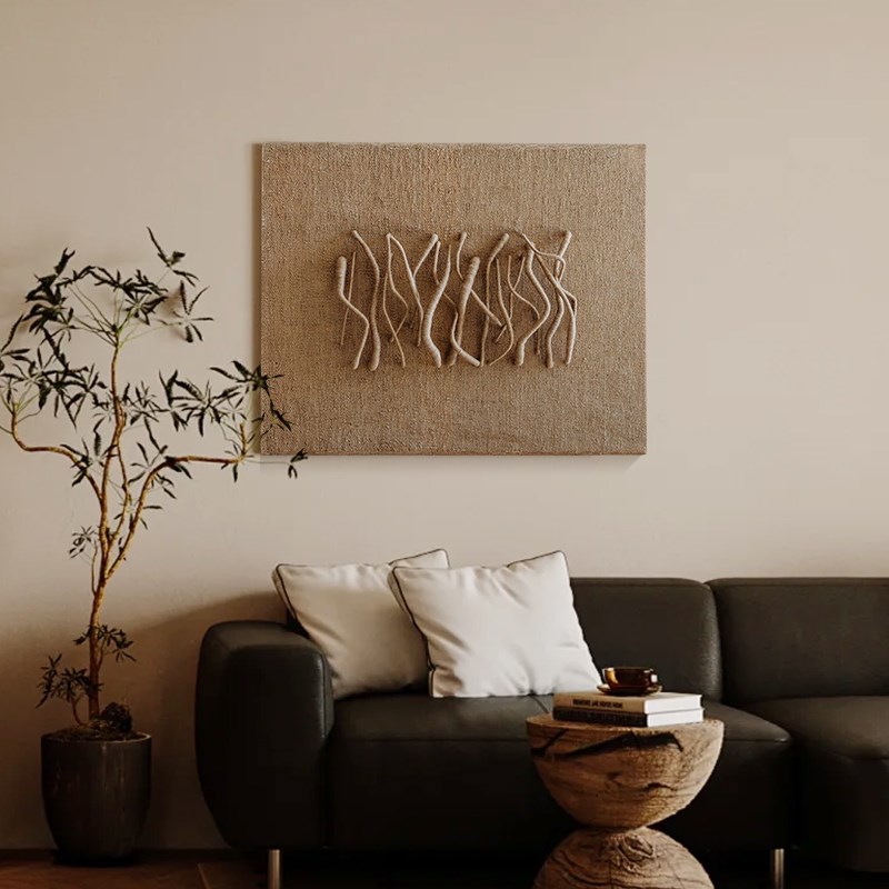 侘寂风挂画 画客厅沙发背景墙装饰画 画立体布艺墙画 画玄关壁画图片