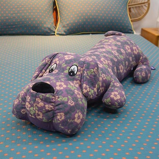 全棉a类母m婴级可爱卡通三层纱玩偶色织提花抱枕纯棉靠枕 大狼狗