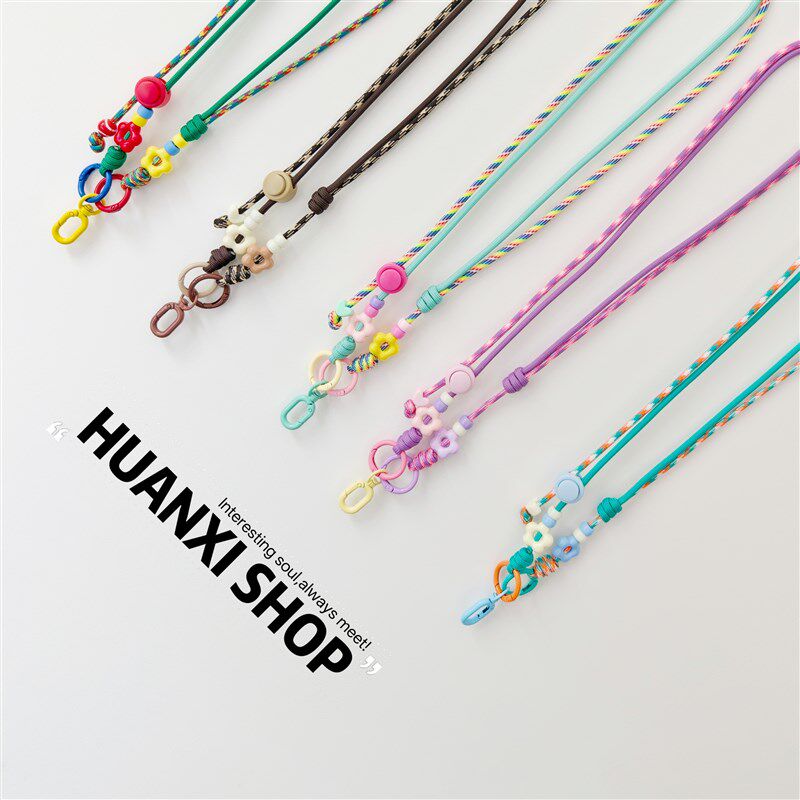 花朵挂绳丨防丢双扣斜跨挂脖两用手机连挂绳可爱可调.节相机工牌