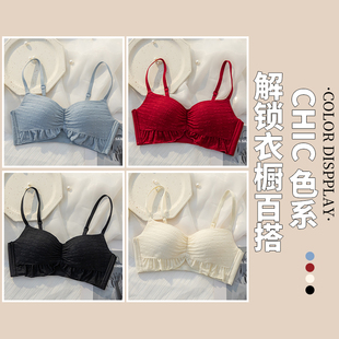 法式抹胸式内衣女薄款小胸聚拢大学生高中生少女调整型文胸罩套装