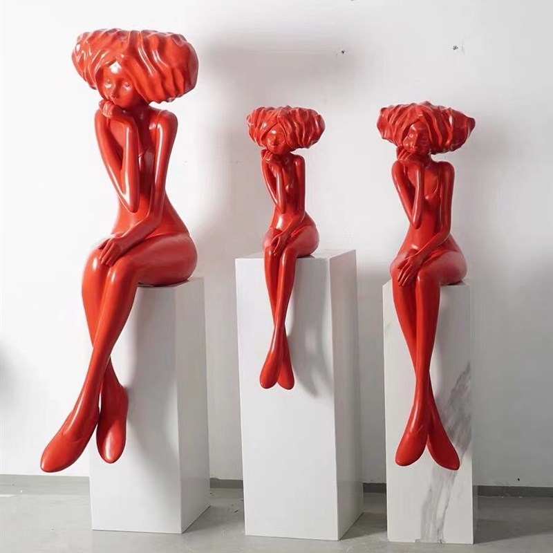 花季少女现代抽象人物雕塑落地摆件售楼处样板间酒店大堂软装饰品