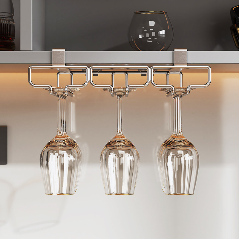 2024a新款高端红酒杯架倒挂高级悬挂式家用免打孔高脚杯酒柜收纳