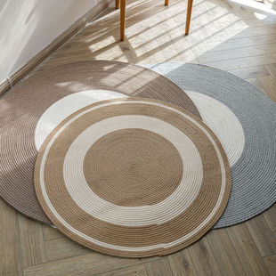 棉线卧室圆形地毯黄麻地毯儿童房草编地垫客厅沙发茶几圆形地毯