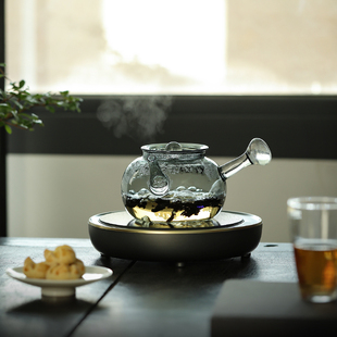 星空耐热玻璃侧把壶围炉煮茶家用过滤高硼M硅防烫茶具耐高温泡茶