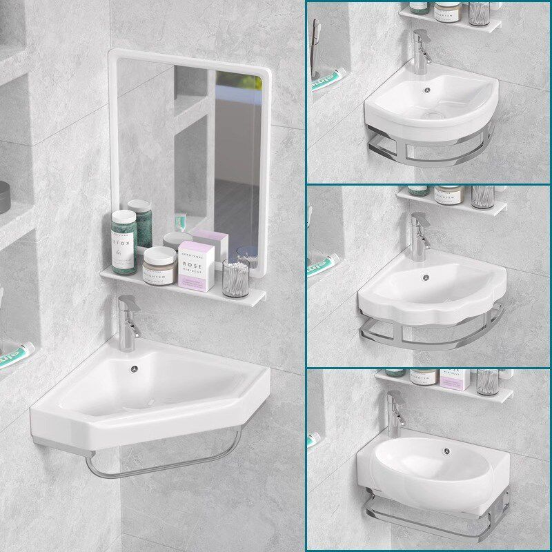 三角盆洗手盆洗脸盆转角迷你洗脸池卫生间陶瓷洗漱台小户型小尺寸