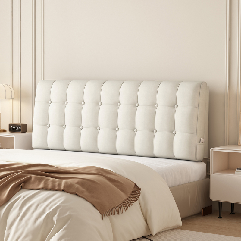 牀头板软包奶油风牀头靠垫榻榻米靠背简约现代卧室牀头软包定制