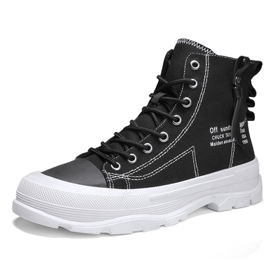 隐形内增高男鞋12cm高帮板鞋男士增高鞋10cm松糕底厚底休闲帆布鞋