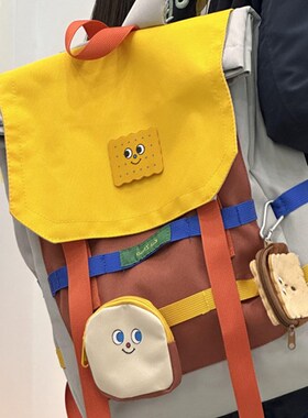 2024新品夏季可爱大容量简约iAns大学生百搭书包双肩背包旅行包女