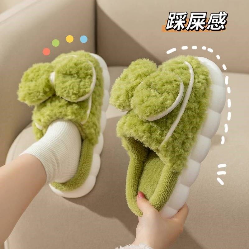 女士棉拖鞋厚底冬季室内居家居情侣款踩屎感可爱毛拖鞋男外穿冬天