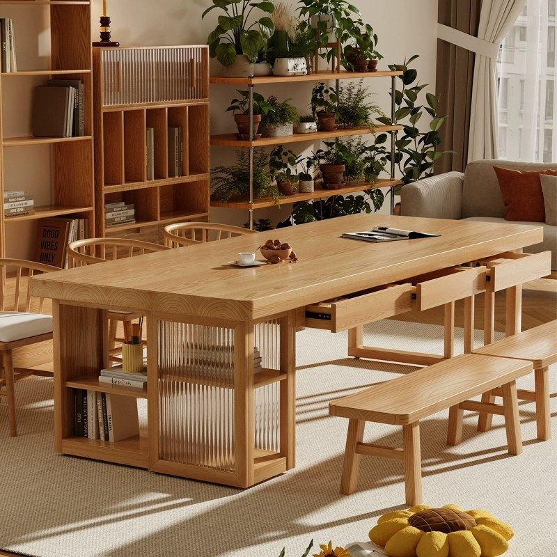 实木书桌书柜一体收纳客厅大长阅读多人学习桌带抽屉大板桌办公桌,住宅家具,书桌,淘宝优惠券,粉丝福利购,淘宝优惠卷