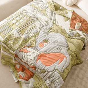 春秋十层纱布毯卡通全棉毛巾被加厚单双人泡芙被子儿童小盖毯