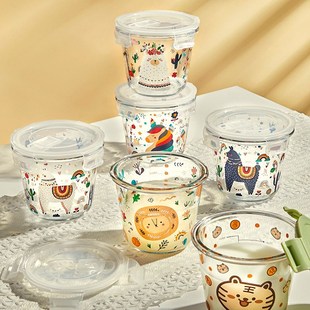 墨色玻璃汤碗汤杯微波炉加热专用汤盒圆形带盖便携密封保鲜盒饭盒