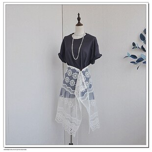 网纱裙罩b裙单层半身透刺绣蕾丝屁帘长款围裙裙帘长款腰封裙叠穿