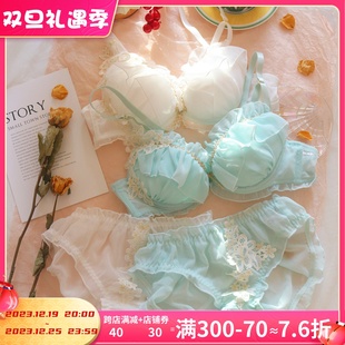 约素 花神赋~日系少女内衣金线独立花甜美K有钢圈内衣套装聚拢大