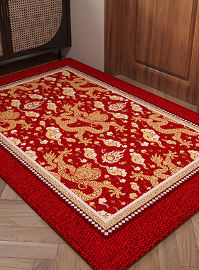 龙年喜庆红色入户门地垫玄关大门进门脚J垫除尘耐脏门垫可裁剪地