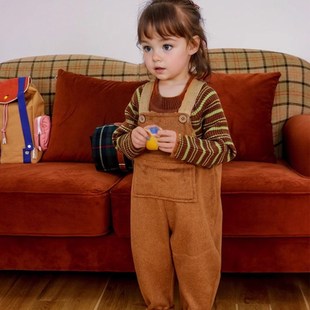 婴幼童兔尾巴背带长裤红色2025秋冬圣诞新年款男女宝宝连体长裤