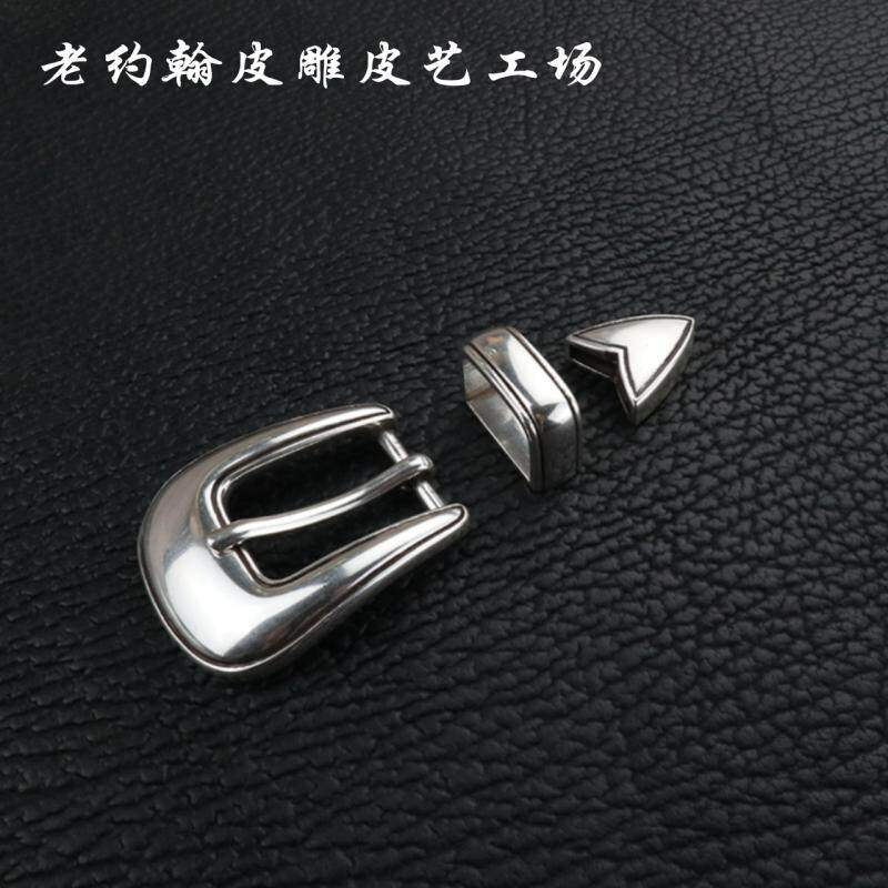 牛仔皮带扣美式三件套皮带头20mm镀G银皮带扣头针扣镀银西部皮带