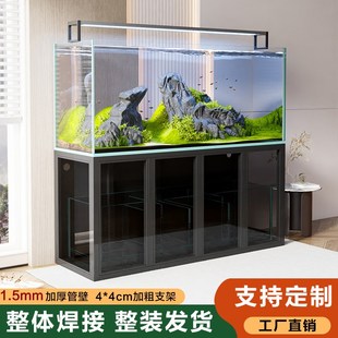 定制工业风鱼缸架不锈钢鱼缸底座长150/60水簇箱碳钢玻璃门底柜