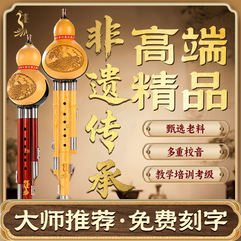 金孔雀精品葫芦丝小学生专用C调降B儿童初学入门专业演奏品牌乐器