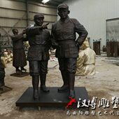 铸铜刘伯承和邓小平名人雕塑户外广场刘邓大军雕塑铜雕名人像定制