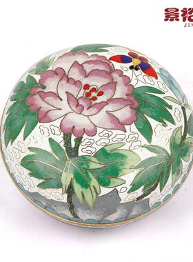 景泰蓝首饰盒粉盒特色工艺品外掐丝珐琅中式纪念品生日小礼物 白