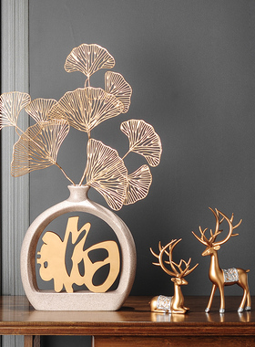 新中式摆件客厅酒柜装饰品现轻奢家居摆设创意花瓶插花玄关装饰品