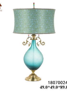 欧式美式陶瓷配铜水晶镶铜别墅奢华客厅装饰台灯摆件 床头柜灯饰