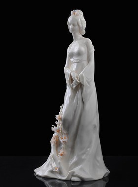 花之梦寒香德化陶瓷仕女明清古典人物邱玉珍大师赞梅白瓷收藏摆件