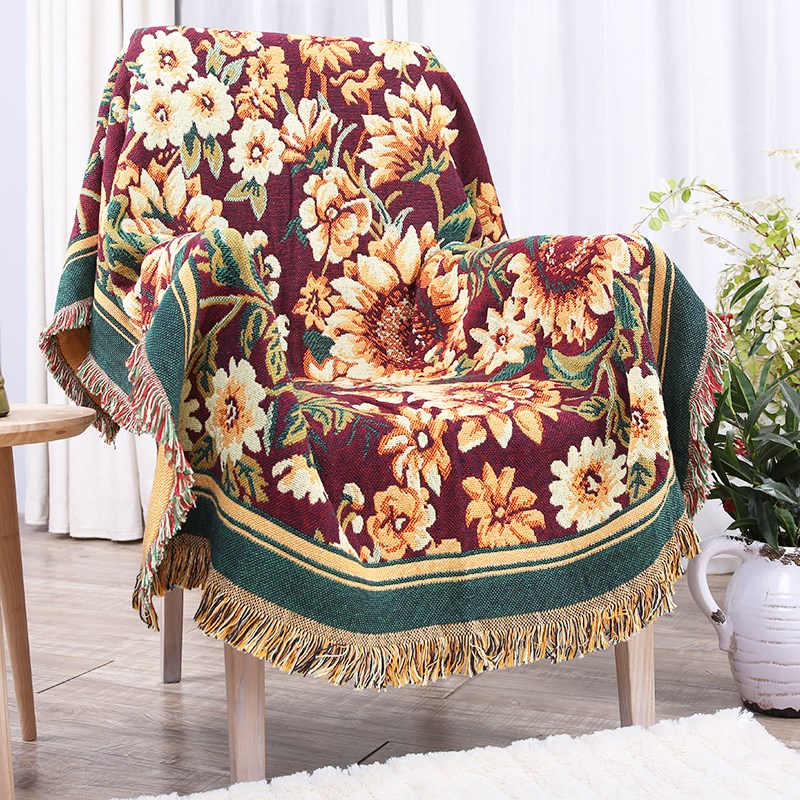 双面美式纯棉沙发毯老虎椅垫欧式单人沙发布盖巾全包三人沙发套罩