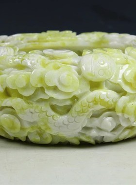 威弗列德蓝田玉摆件祥龙玉缸鱼缸聚宝盆玉雕招财进宝玉器摆件