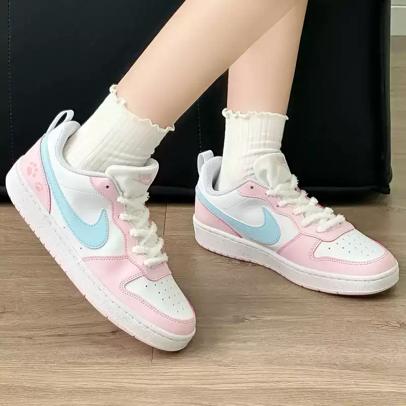 定制球鞋 Nike Court Borough 甜心瞄爪 粉系低帮耐克定制鞋