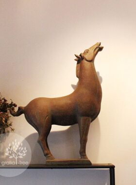 比如树│中式古典仿古唐代战马摆件 马 样板房家居软装开业礼品