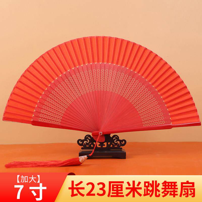 中国风大红色女式舞蹈扇