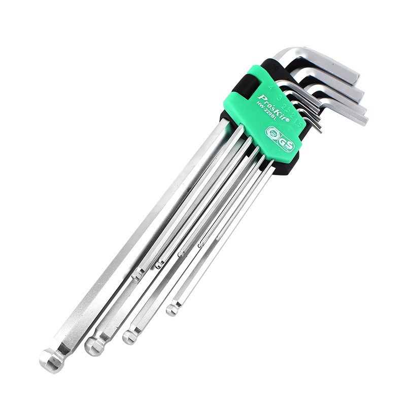 宝工内六角扳手9件套HW-229加长公制球头4mm-12mm多功能工具套装