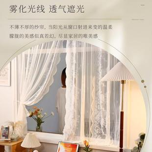田园风蕾丝门帘隔断帘新款 美式 免打孔纱帘子家用卧室飘窗纱幔窗帘