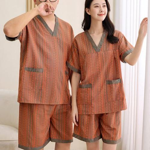 汗蒸服女大码民族风胸部双层300斤男款足疗洗浴按摩浴衣家居睡衣