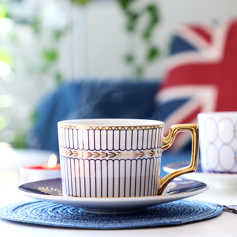 英式金边咖啡杯套装陶瓷家用欧式英式下午茶茶具红茶杯骨瓷小奢华